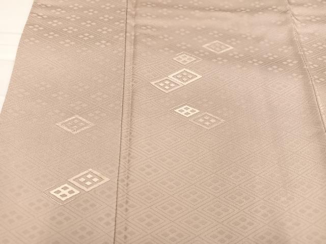 平和屋着物●無地絵羽訪問着 刺繍 菱文 色無地 灰梅色 正絹 逸品 AABC0608ph