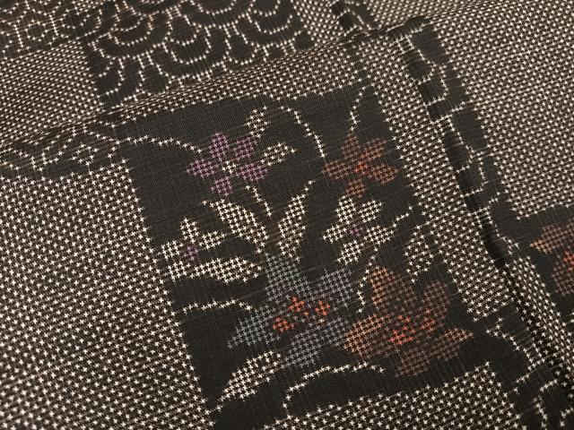 平和屋着物●本場大島紬 一元絣 吉祥草花文 正絹 逸品 AABC0623ph