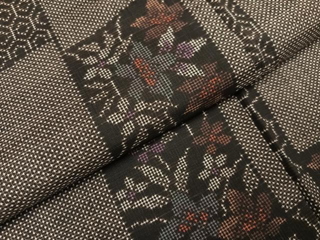 平和屋着物●本場大島紬 一元絣 吉祥草花文 正絹 逸品 AABC0623ph