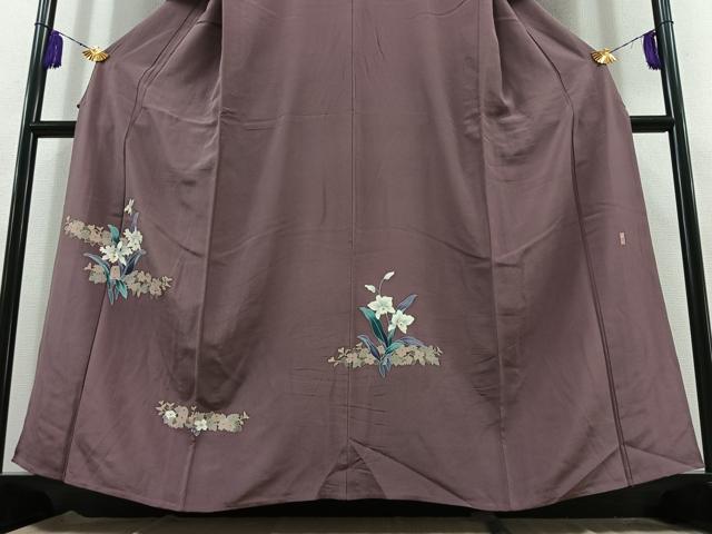 平和屋着物▽訪問着 単衣 作家物 草花文 正絹 逸品 AABC0685jh