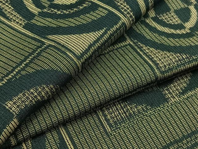 平和屋着物▽上質な紬 単衣 丸文 正絹 逸品 AABC0697jh