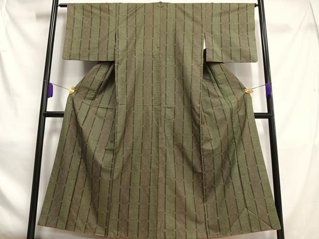 平和屋着物■上質な紬 松皮菱間道 正絹 逸品 AABC0748oa