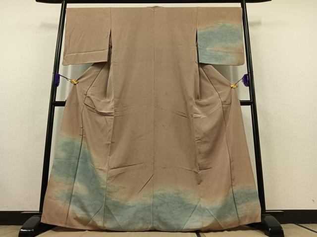 平和屋着物▽訪問着 単衣 雲取り文 正絹 逸品 AABC1201jh