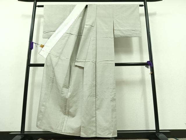 平和屋着物▽上質な紬 単衣 絹鼠色 正絹 逸品 AABC1230jh