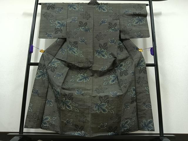 平和屋着物▽上質な紬 単衣 舞花文 正絹 逸品 AABC1233jh