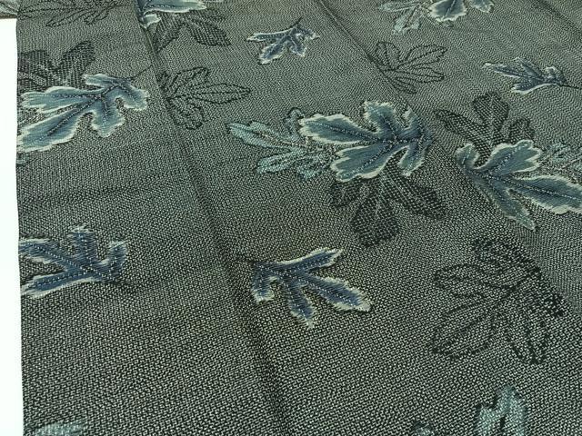 平和屋着物▽上質な紬 単衣 舞花文 正絹 逸品 AABC1233jh