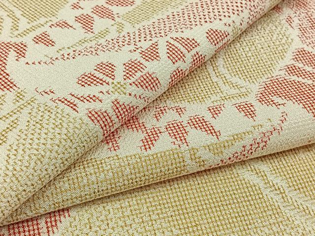 平和屋着物▽本塩沢 単衣 束ね熨斗花文 正絹 逸品 AABC1234jh