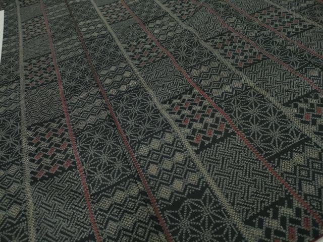 平和屋着物■上質な紬 吉祥文様 黒地 正絹 逸品 AABC1506nf