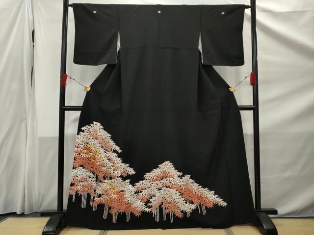 平和屋着物■豪華黒留袖 駒刺繍 笹竹文 正絹 逸品 AABC1516nf