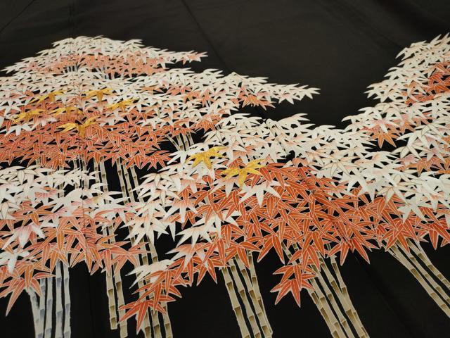 平和屋着物■豪華黒留袖 駒刺繍 笹竹文 正絹 逸品 AABC1516nf