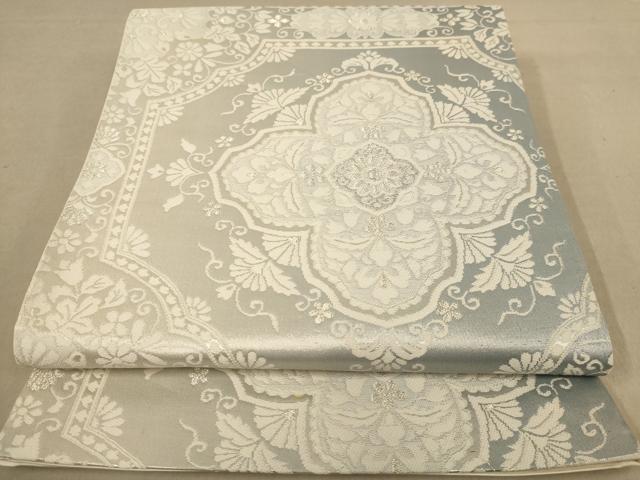 平和屋着物◎六通柄袋帯 唐織 花菱文 銀糸 正絹 逸品 AABC1538dt