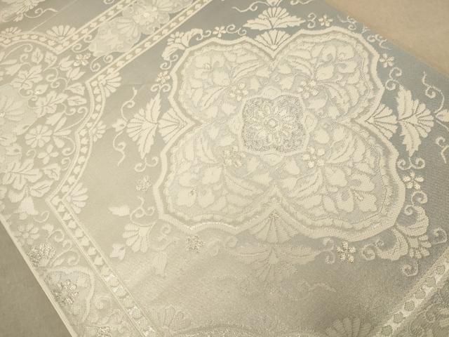 平和屋着物◎六通柄袋帯 唐織 花菱文 銀糸 正絹 逸品 AABC1538dt