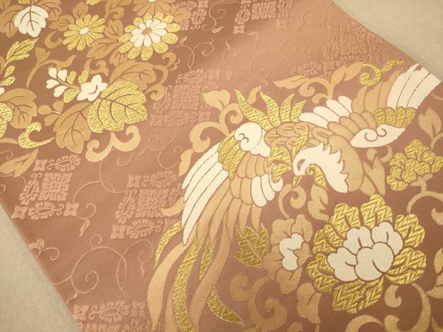 平和屋着物◎六通柄袋帯 唐織 鳳凰花文 金糸 正絹 逸品 AABC1578dt