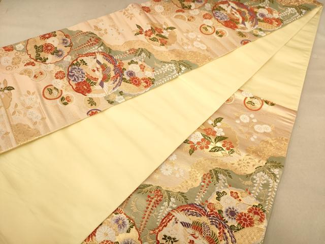 平和屋着物◎六通柄袋帯 唐織 花鳥文 金糸 正絹 逸品 AABC1601dt