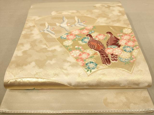 平和屋着物◎六通柄袋帯 唐織 花鳥文 金糸 正絹 逸品 AABC1615dt
