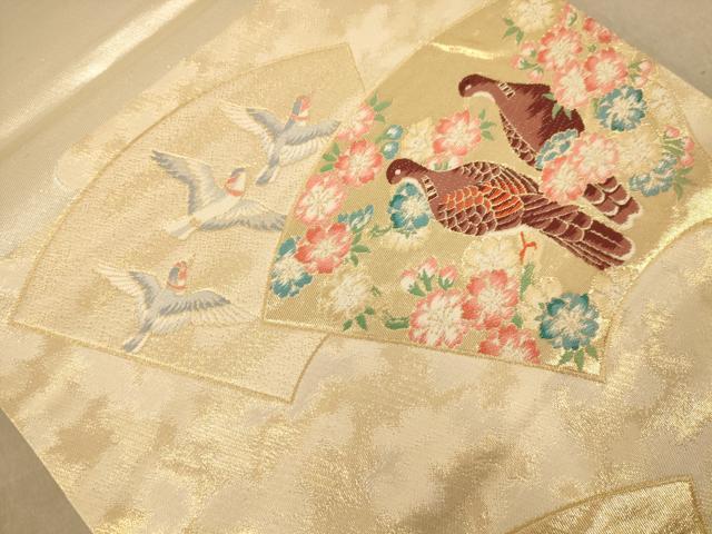 平和屋着物◎六通柄袋帯 唐織 花鳥文 金糸 正絹 逸品 AABC1615dt