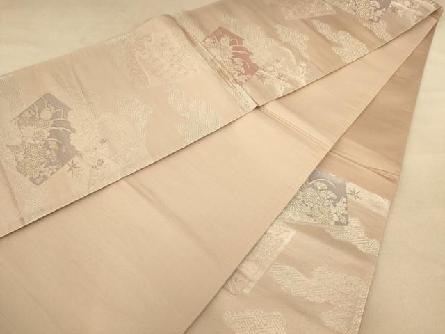 平和屋着物◎六通柄袋帯 色紙重ね花文 正絹 逸品 AABC1623dt