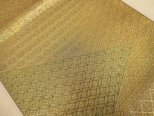 平和屋着物◎六通柄袋帯 吉祥文 金糸 正絹 逸品 AABC1624dt