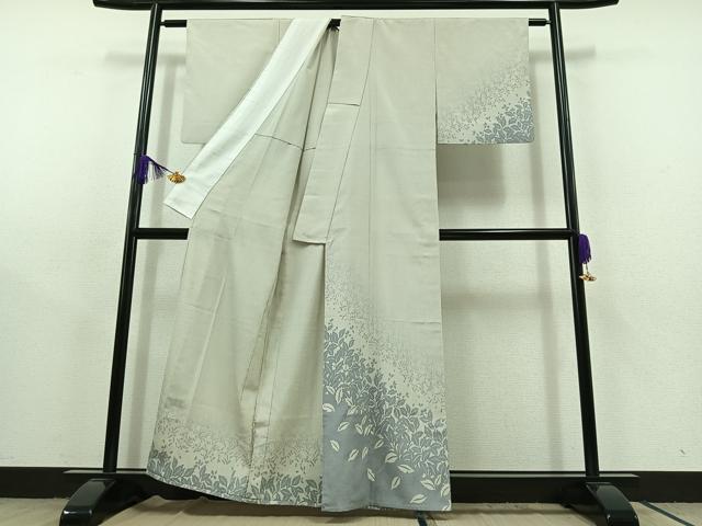 平和屋着物▽藤倉守正 訪問着 本塩沢 単衣 草花文 正絹 逸品 AABC1700jh