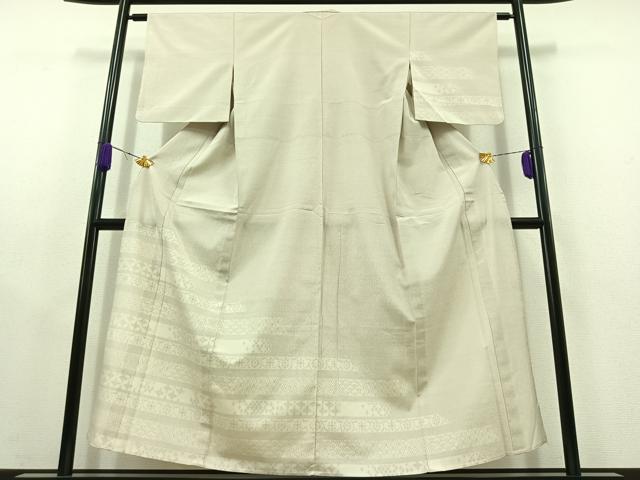 平和屋着物▽訪問着 本塩沢 単衣 横段吉祥文 正絹 逸品 AABC1705jh