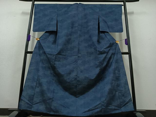 平和屋着物▽上質な紬 単衣 霞文 正絹 逸品 AABC1706jh