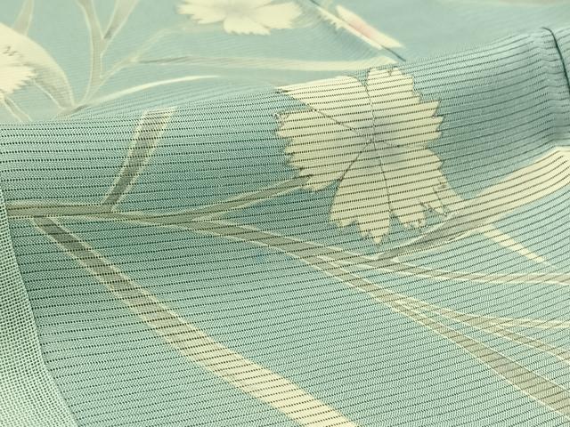 平和屋着物▽訪問着 無双 紗袷 紗×絽 草花文 正絹 逸品 AABC1711jh