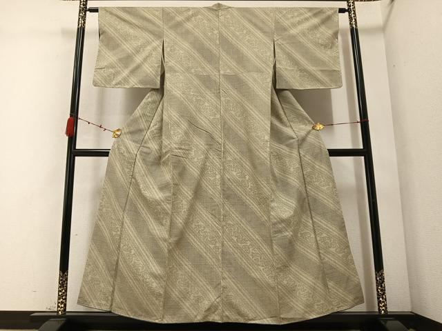 平和屋着物●結城紬 100亀甲 斜縞 やまと誂製 正絹 逸品 未使用 AABC1773ph