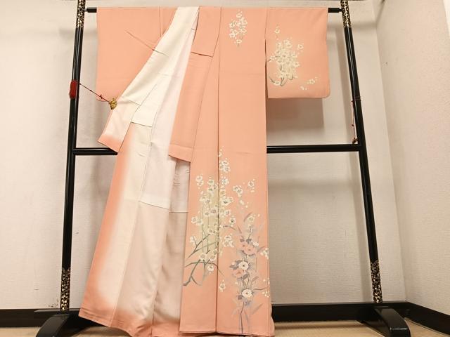 平和屋着物●訪問着 友禅 枝花文 暈し染め 正絹 逸品 AABC1786ph