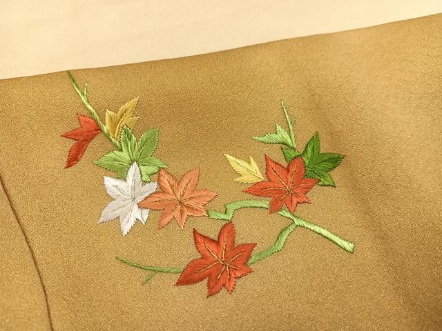 平和屋着物●訪問着 刺繍 草花文 暈し染め 金糸 正絹 逸品 AABC1787ph
