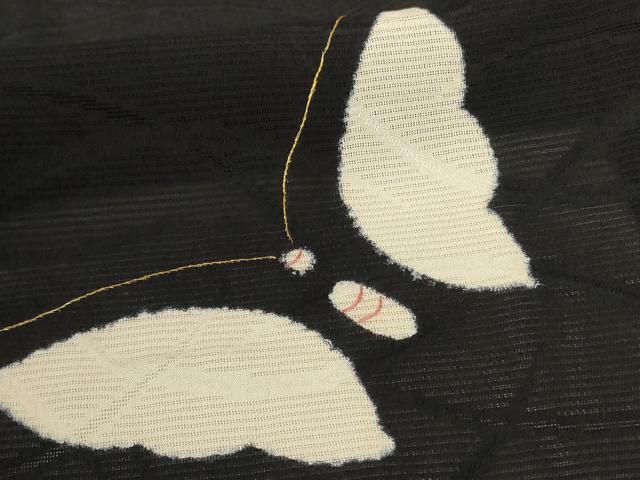 平和屋着物*夏物 訪問着 絽 駒刺繍 舞蝶文 正絹 逸品 AABC1821jd