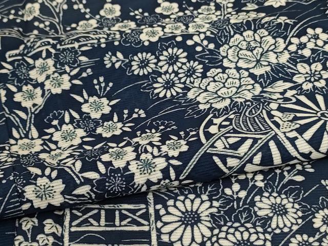 平和屋着物*夏物 小紋 絽 草花文 正絹 逸品 AABC1823jd