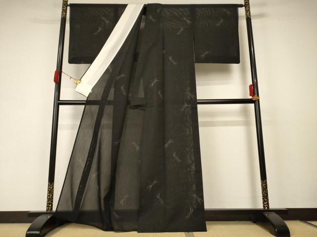 平和屋着物*夏物 本塩沢 夏塩沢 蜻蛉 正絹 逸品 AABC1832jd