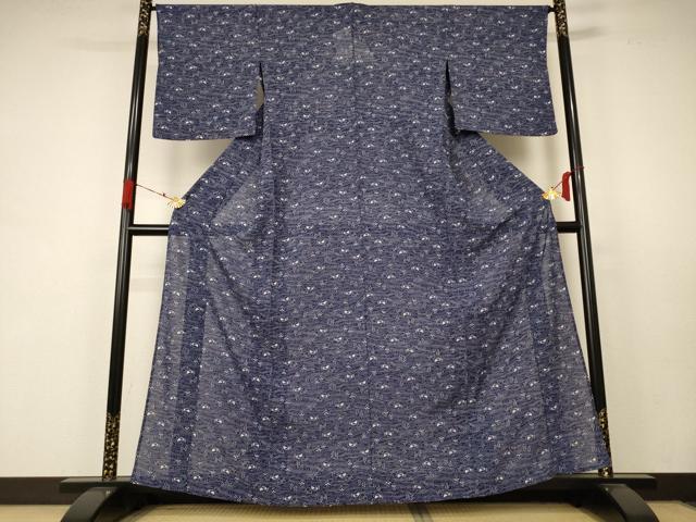 平和屋着物*夏物 小紋 絽 流水草花文 正絹 逸品 AABC1851jd