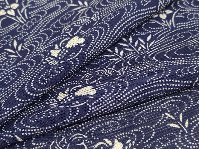 平和屋着物*夏物 小紋 絽 流水草花文 正絹 逸品 AABC1851jd