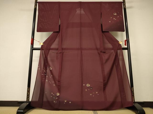 平和屋着物*夏物 訪問着 絽 手描き 風景文 水玉 暈し染め 正絹 逸品 AABC1864jd