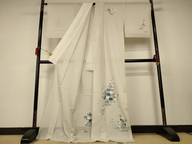 平和屋着物*夏物 訪問着 紗 草花文 ロング丈 正絹 逸品 AABC1875jd