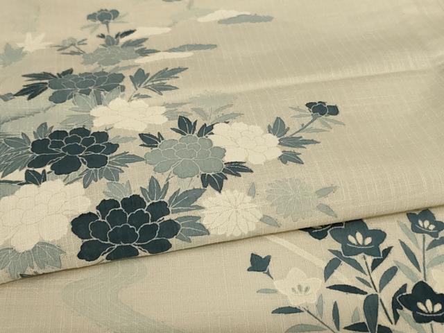 平和屋着物*夏物 訪問着 紗 草花文 ロング丈 正絹 逸品 AABC1875jd