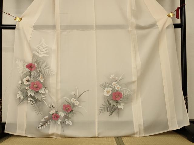 平和屋着物*夏物 訪問着 絽 草花文 正絹 逸品 AABC1892jd