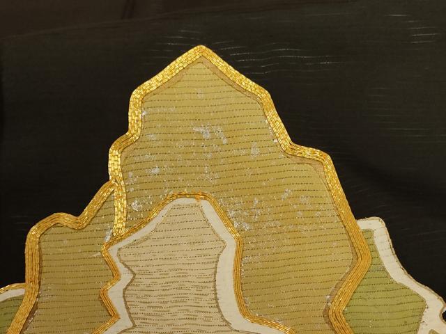 平和屋着物*夏物 黒留袖 絽 駒刺繍 風景文 金彩 正絹 逸品 AABC1916jd