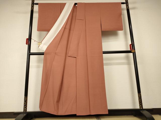 平和屋着物*夏物 色無地 絽 赭色 正絹 逸品 AABC1917jd