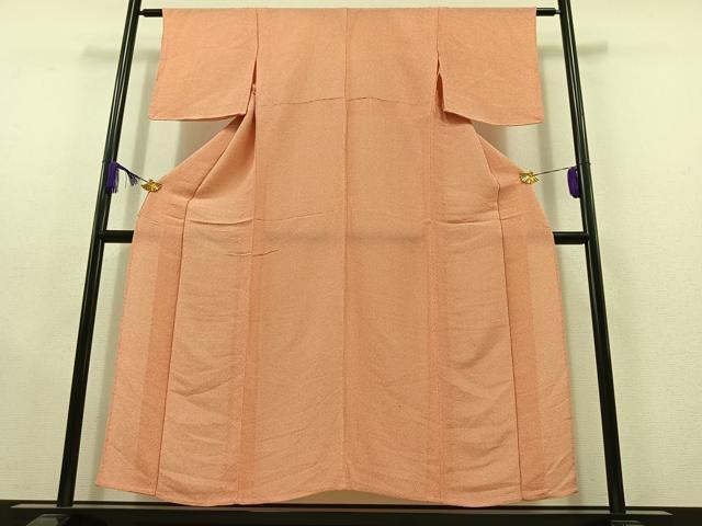 平和屋着物▽上質な小紋 単衣 格子 鬼しぼ縮緬 正絹 逸品 AABC2213jh