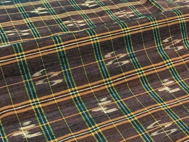 平和屋着物▽上質な紬 単衣 格子 正絹 逸品 AABC2217jh