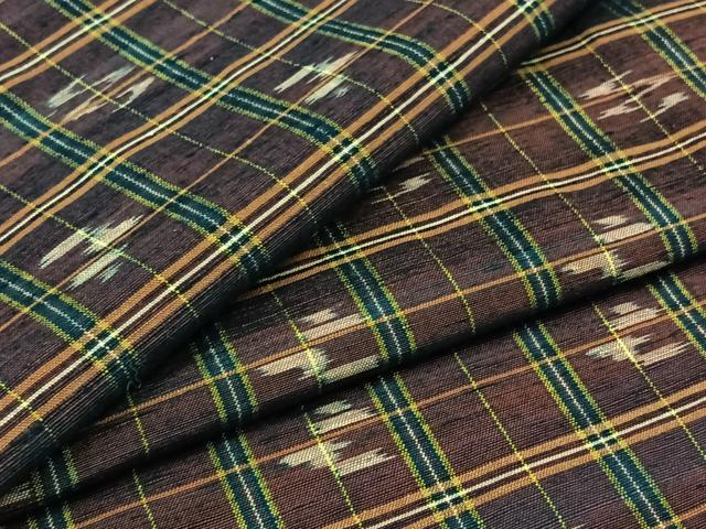 平和屋着物▽上質な紬 単衣 格子 正絹 逸品 AABC2217jh