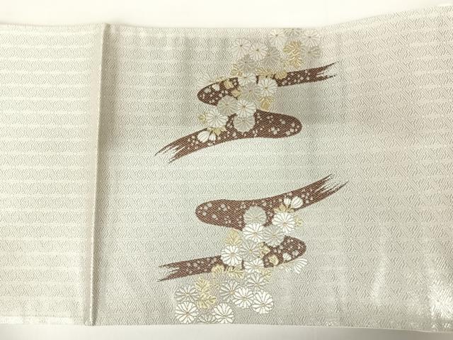 平和屋着物◎太鼓柄袋帯 唐織 延寿古典文 プラチナ箔 正絹 逸品 AABC2326yx