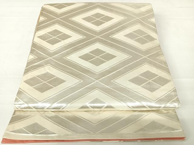 平和屋着物◎両面六通柄袋帯 唐織 飛鶴文 銀糸 正絹 逸品 AABC2331yx