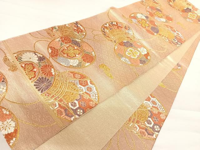 平和屋着物◎佐賀錦 六通柄袋帯 唐織 花鼓文 金糸 正絹 逸品 AABC2341yx