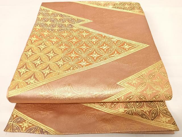 平和屋着物◎六通柄袋帯 吉祥文 金糸 正絹 逸品 AABC2351yx