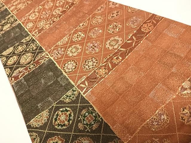 平和屋着物◎六通柄袋帯 天平飛鳥纐纈 金銀糸 正絹 逸品 AABC2365yx