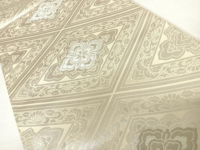 平和屋着物◎六通柄袋帯 花菱文 銀糸 正絹 逸品 AABC2431yx