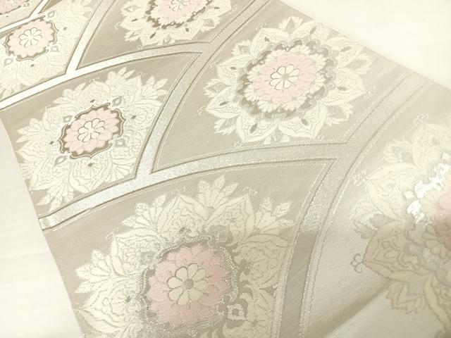 平和屋着物◎六通柄袋帯 唐織 花青海波 銀糸 正絹 逸品 AABC2490yx